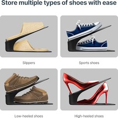 Black Shoe Slot Organizer—20—Space-Saving Stackers—One-Piece—20