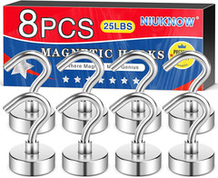 8Pack Heavy Duty Magnetic Hooks, 25 Lbs Strong Magnet Hooks for Hanging, Magnet