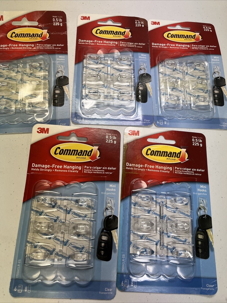 Command Damage Free Hanging Mini Hooks Clear 17006CLR- 6 Count