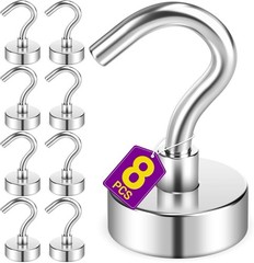 8 Pack Magnetic Hooks Cruise Cabins 30 LB Neodymium Magnets W/ Hooks Heavy Duty