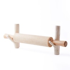 Wooden Rolling Pin Holder for Wall – 2 Pack Cherry Wood Wall Mounted Rustic D…