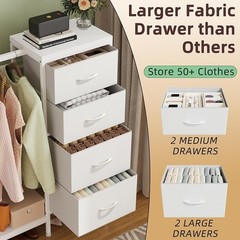 2-in-1 Tall Dresser Clothes Rack 4 Drawer Storage Anti-Tip Small Space New