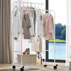Double Rod Metal Clothing Garment Rack on Wheel Heavy Duty Portable Closets
