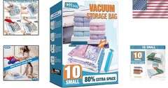 Durable PA+PE Vacuum Seal Bags – 10 Small Bags with Pump for Travel & Storage