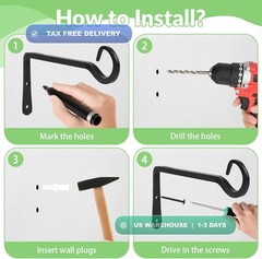 2 Pack Plant Hanger Bracket, 8 Inch Plant Hangers Outdoor, Metal Plant Hooks for