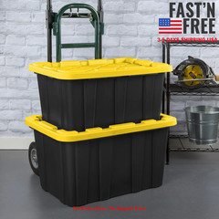 6 Pack Large Storage Bin 27 Gallon Durable Plastic Storage Tote Snap-On Lid
