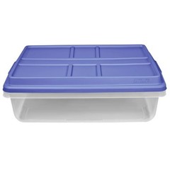 , 40 Quart Clear Storage Bin, Latched Storage Container, with HI-RISE Blue Lid