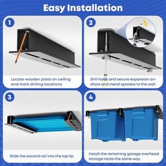 Garage Ceiling Storage Rack Heavy Duty Metal Overhead Organizer for Tote Bins