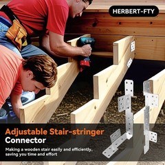10 Pcs Adjustable Deck Stair Brackets, 18 Gauge Heavy Duty Galvanized Universal