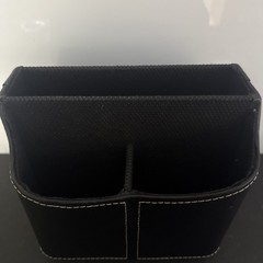 Heavy Black Faux Leather Spinning Remote Control Holder/Desk Organizer