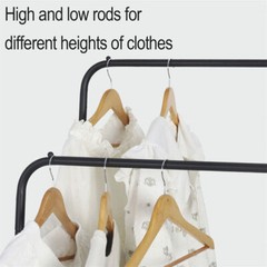 Heavy Duty Clothing Garment Rack Clothes Organizer Double Rails Rolling Hanger