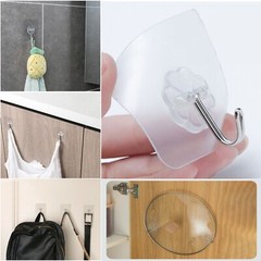 40 PCS Adhesive Sticky Hooks and Double Sided Wall Seamless Hangers Transparent