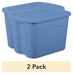 18 Gallon Plastic Storage Container with Snap-on Lid, Light Blue, 8 Pack！