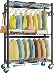 R2X Expandable Portable Closet with Lockable Wheels, 600lbs Capacity Heavy Du…