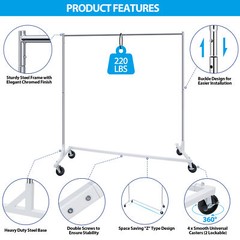 Heavy Duty Garment Rack Rolling Clothes Rack Collapsible Clothing Rack On Wheels