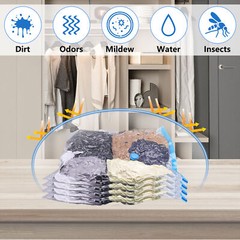 12 Pack Vacuum Storage Bags – 2 Jumbo, 5 Large, 5 Medium – Space Saver+Hand Pump