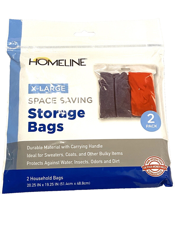 homeline XL extra large storage bags 2 count pack 20.25 x 19.25 inches