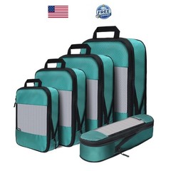 Compression Packing Cubes Set – 5 Lightweight Luggage Organizers bags for Travel