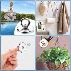 100 LBS Strong Magnetic Hooks, 10 Pack Magnet Hooks Rare Earth Neodymium Fishing