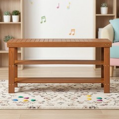 3-Tier Bamboo Shoe Rack Bench – Entryway Mudroom Wooden Storage Shelf Walnut