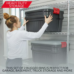 Rubbermaid 24 Gallon Action Packer Storage Bin Heavy Duty Lockable Black