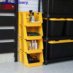 Stackable Storage Bins 8-Pack Open-Front Plastic Modular Home Organizer Closet