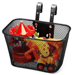 1 Set Durable Metal Bicycle Basket Front Mount for Bike Universal Fit Black