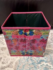 Natural Life Collapsible Fabric Storage Cube Bin 11″ Boho Floral Tote Foldable