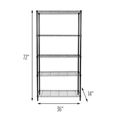 5 Tier Heavy Duty Steel Shelving Unit Adjustable Storage 200 Pounds Black 72 …