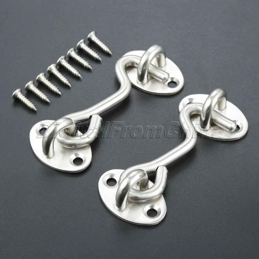 Stainless Steel Cabin Hook And Eye Latch Lock Shed Gate Door Window Catch Holder