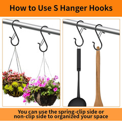 12 PCS S Hooks for Hanging with Safety Buckle, 3.5 Inch Heavy Duty Metal S Shape