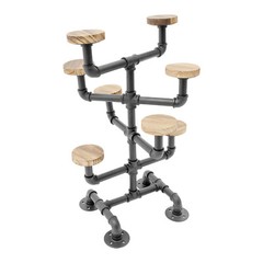 4 Tiers Industrial Hat Display Stand Hat Holder Rack with 8 Round Hangers Black
