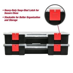 Hyper Tough 2-Pack Organizer, Stackable Plastic with 8 Movable Dividers
