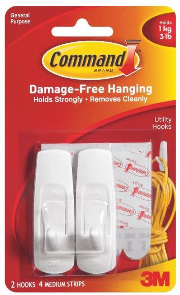 NE 3M COMMAND 17001 ADHESIVE MEDIUM UTILITY HANGER HOOKS STRIPS 6709844