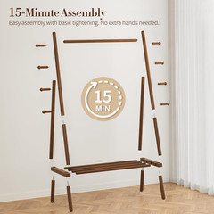 Yoobure Solid Wood Clothes Rack – Heavy Duty Clothing Racks for Hanging Clothes
