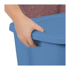 18 Gallon Plastic Storage Container with Snap-on Lid, Light Blue, 8 Pack！