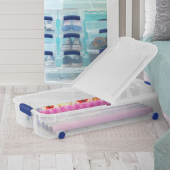 2 Pack Sterilite Underbed Storage Bin 66Qt Wheeled Clear Latching Lid Tote