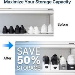 One-Piece Shoe Slot Organizer 10 Pack, Space-Saving Stackers for Closet, Entrywa