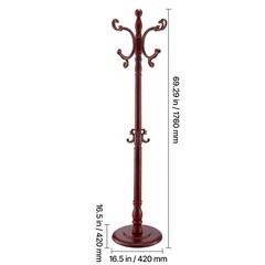 Freestanding Coat Rack Wooden Coat Tree with Stable Large Base & 11 Hooks