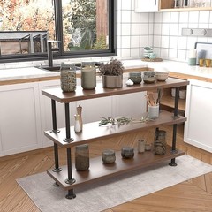 3-Tier Industrial Pipe Table Leg Set Iron Base Legs Rustic Iron Pipe Shelves
