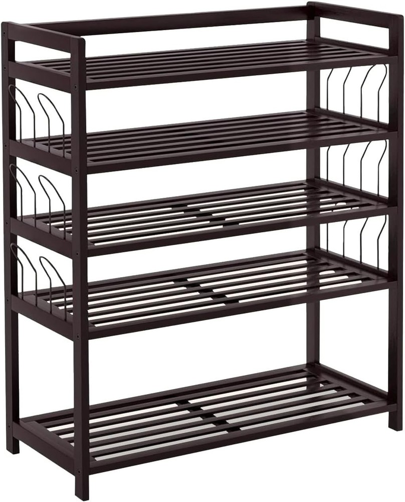 5-Tier Bamboo Shoe Rack Shoe Bench Shoe Shelf Free Standing Storage Organizer