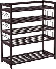5-Tier Bamboo Shoe Rack Shoe Bench Shoe Shelf Free Standing Storage Organizer