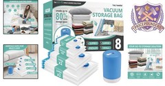 Vacuum Travel Bags PA+PE 8 Pack with Pump Space Saver for Clothes Luggage