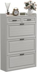 Shoe Cabinet with 3 Flip Drawers and 2 Storage Drawers for Entryway Hallway