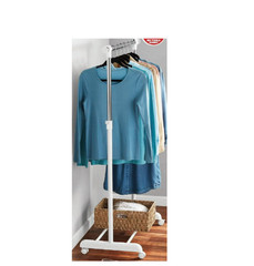 Clothing Rail Adjustable Height Wheels Rolling Garment Rack Metal Chrome, White