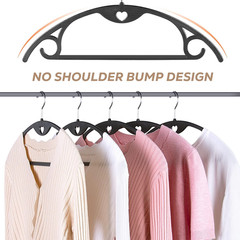 Plastic Hangers – Black Clothes Hanger No Shoulder Bumps & 360°Swivel Hook, Thin