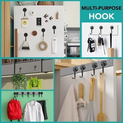 DIYMAG Black Magnetic Hooks Heavy Duty 120LBS Strong Magnets 8 Pack Swivel Hooks