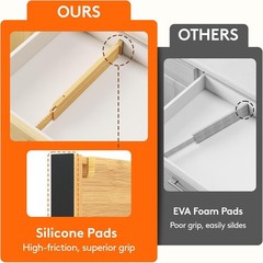 2.36″ High 5 Pack Bamboo Drawer Dividers, 14.2-22″ Expandable Kitchen Drawer …