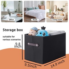 Large Collapsible Storage Baskets 14.9×9.5 Inch Fabric Closet Black 6 PCS
