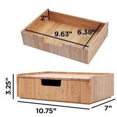 Mobilevision Bamboo Drawer 2 Pack Combo Set Stackable Storage Solution Clear